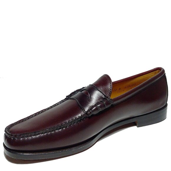 E.T. Wright Like New Men\'s Oxblood Burgundy mock toe Penny Loafer Sz 10 Narrow main image 6